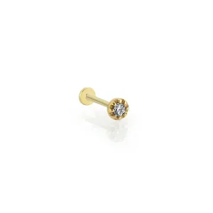 14k Gold Minimal Solitaire Model Tragus Piercing