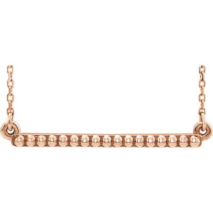14K Rose Beaded Bar 16-18" Necklace