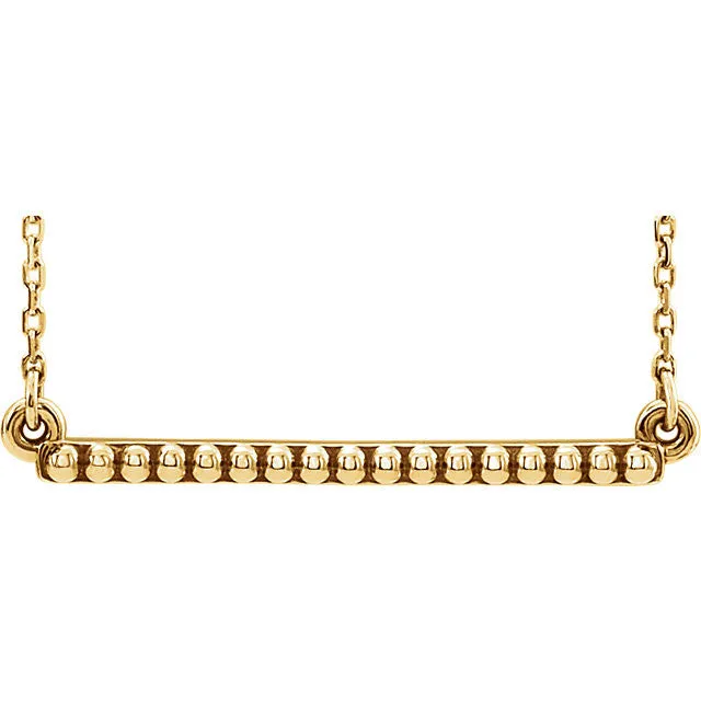 14K Rose Beaded Bar 16-18" Necklace