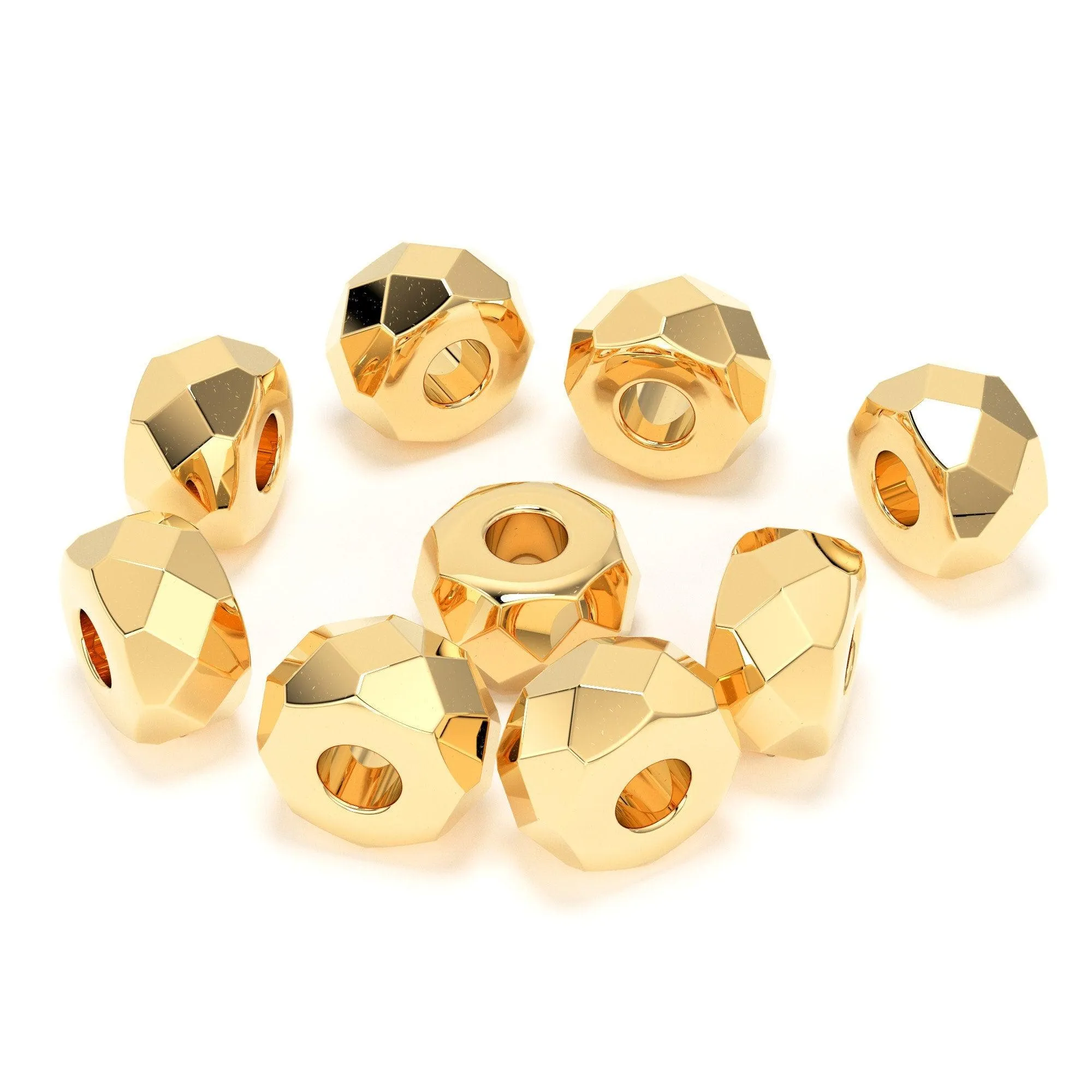 4mm Sturdy and Strong Solid Yellow Gold Faceted Rondelle Spacer Beads (5 pieces)