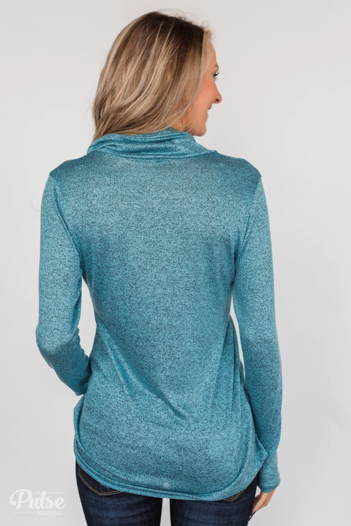 All This Time Zipper Pullover Top- Blue