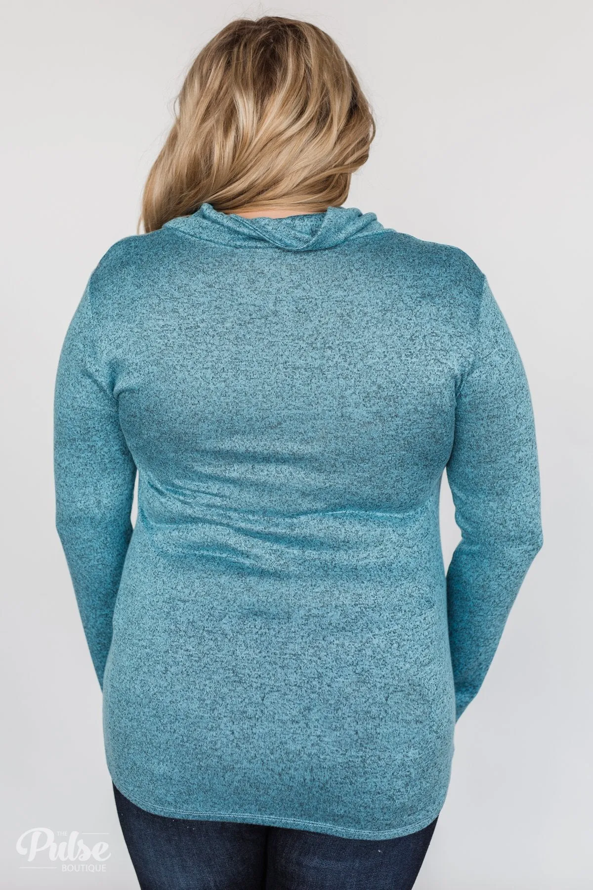 All This Time Zipper Pullover Top- Blue