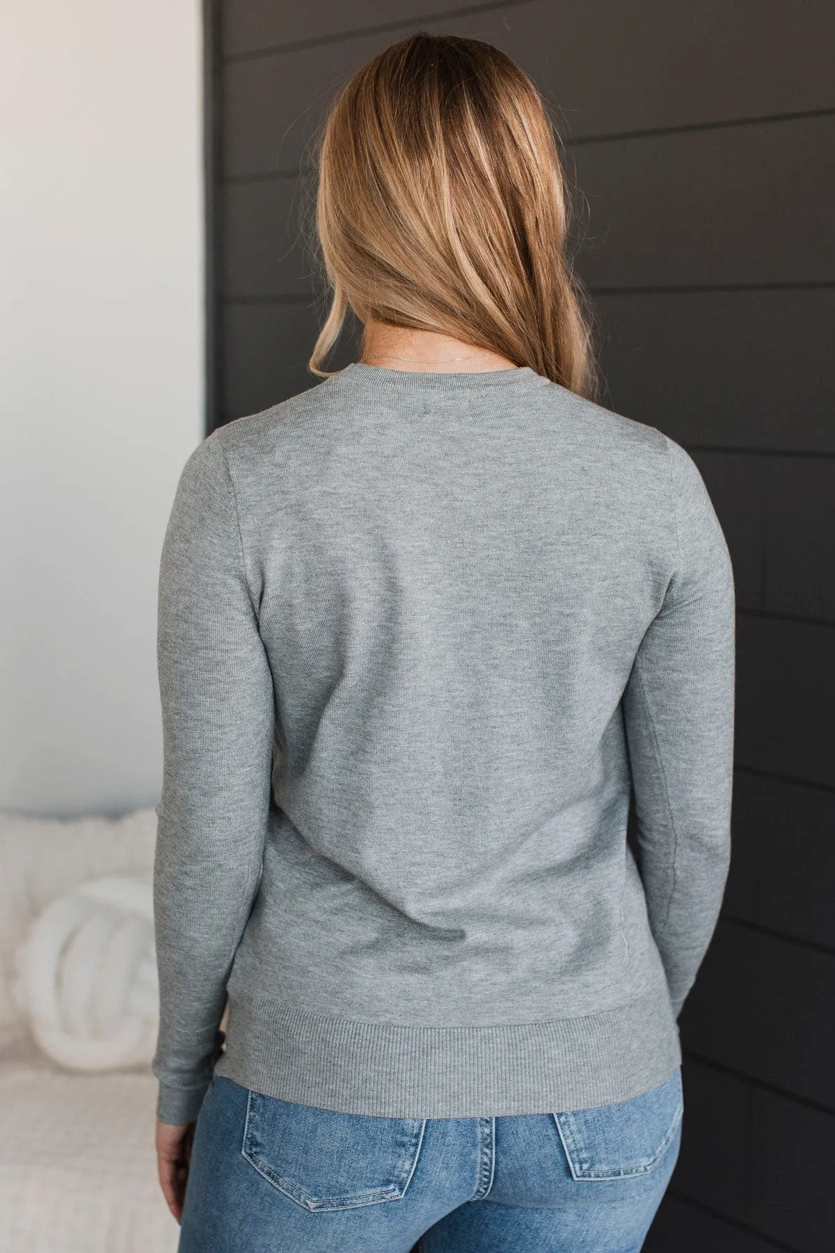 Amazing Moments Lightweight Knit Sweater- Heather Grey