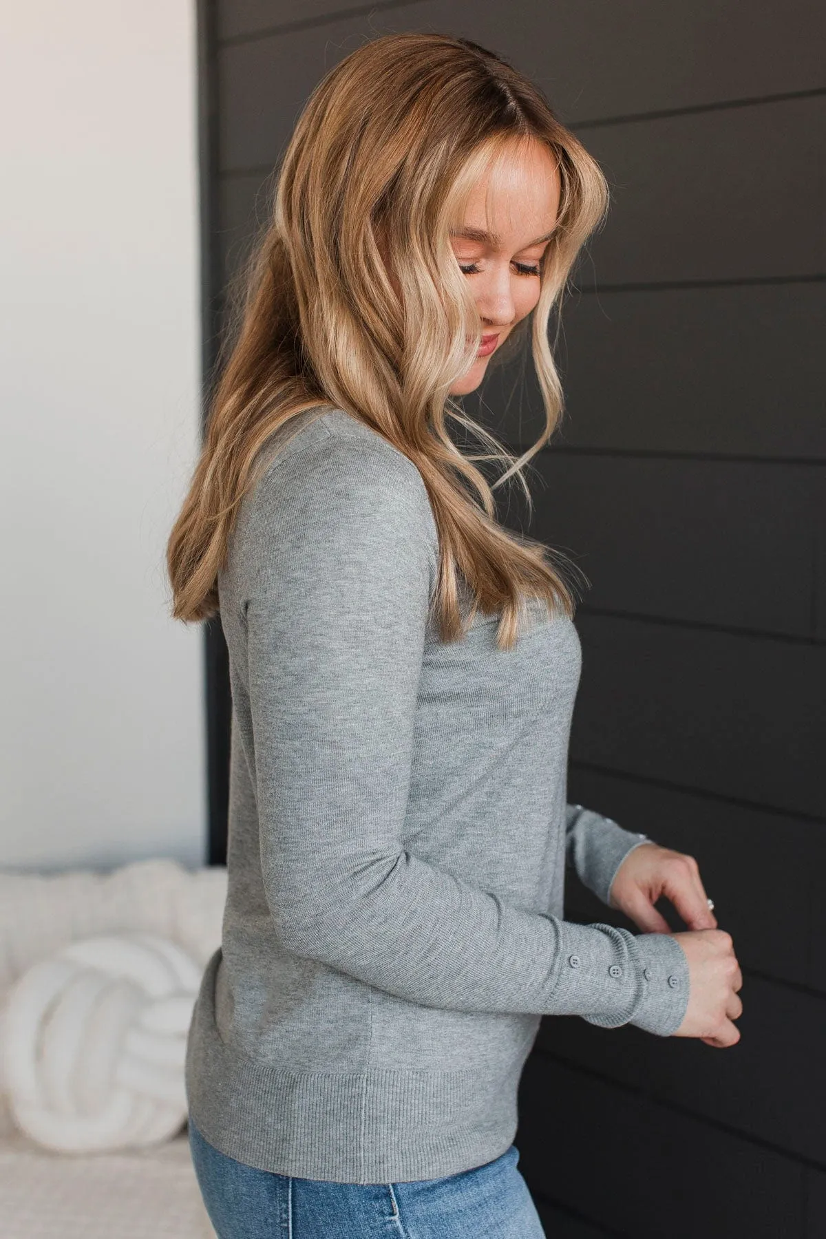 Amazing Moments Lightweight Knit Sweater- Heather Grey