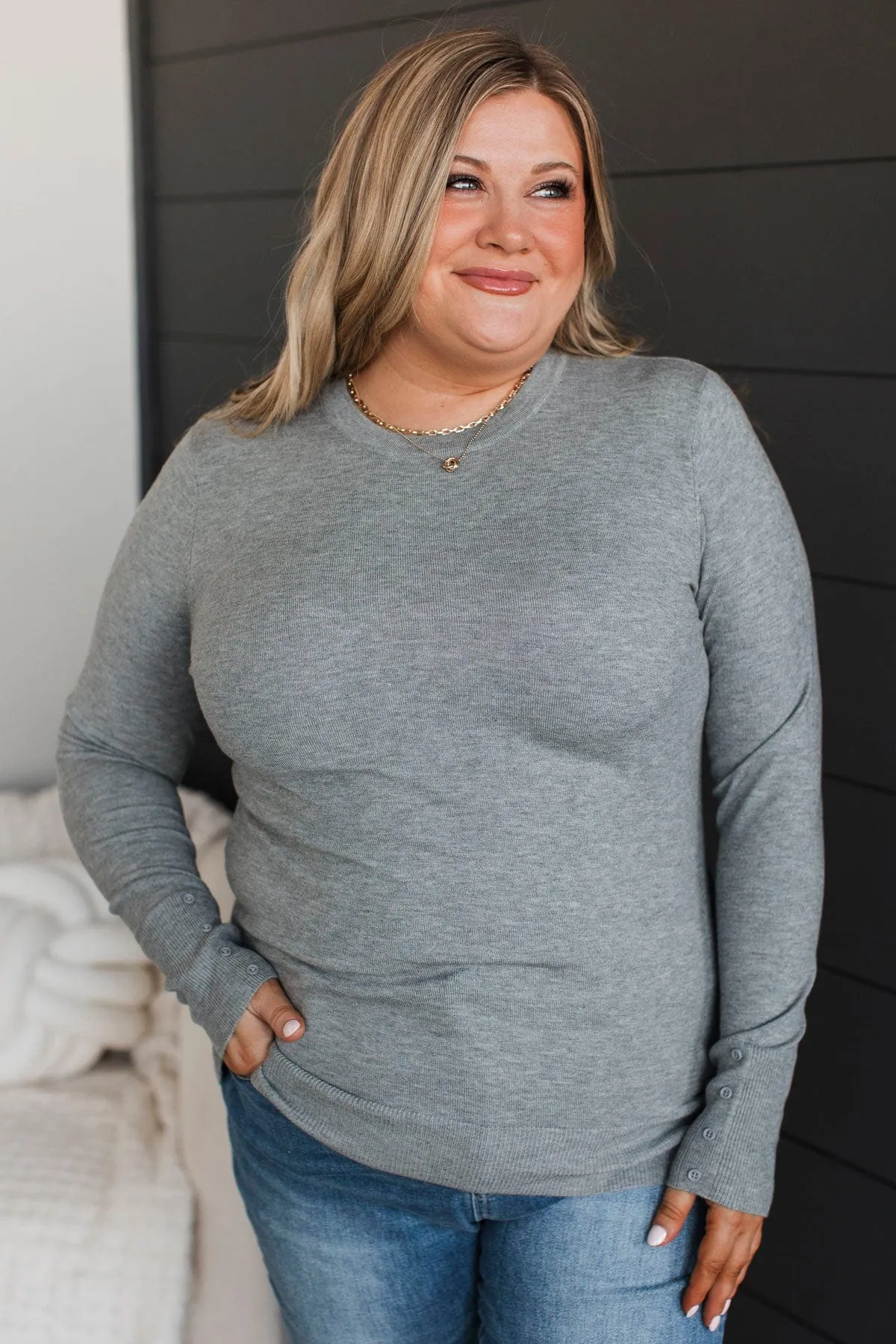 Amazing Moments Lightweight Knit Sweater- Heather Grey