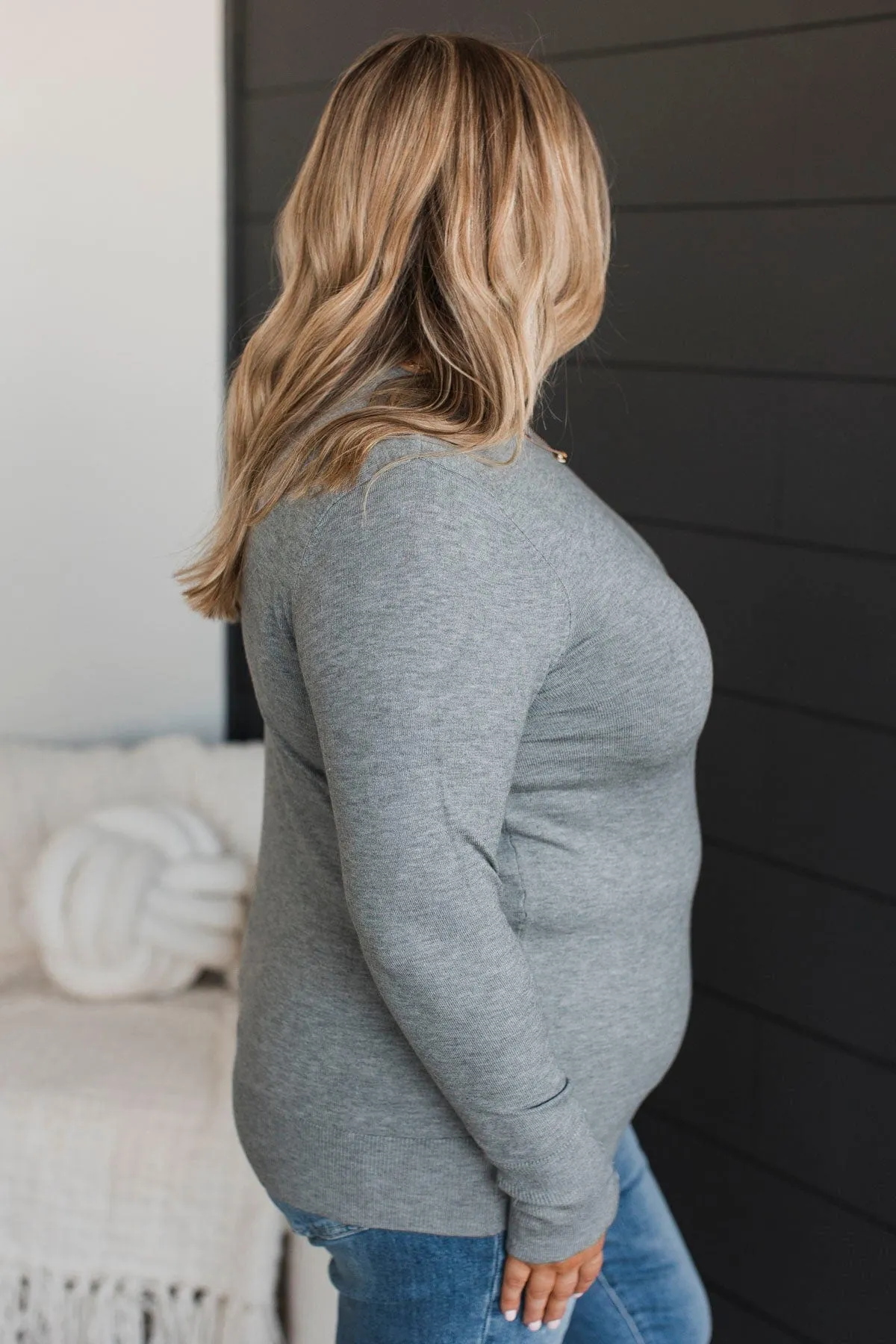 Amazing Moments Lightweight Knit Sweater- Heather Grey