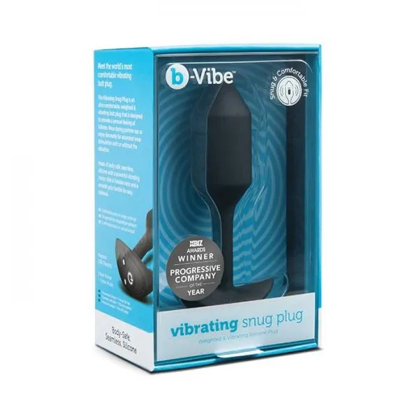 B-Vibe Vibrating Weighted Snug Plug - M 112 Gram Black