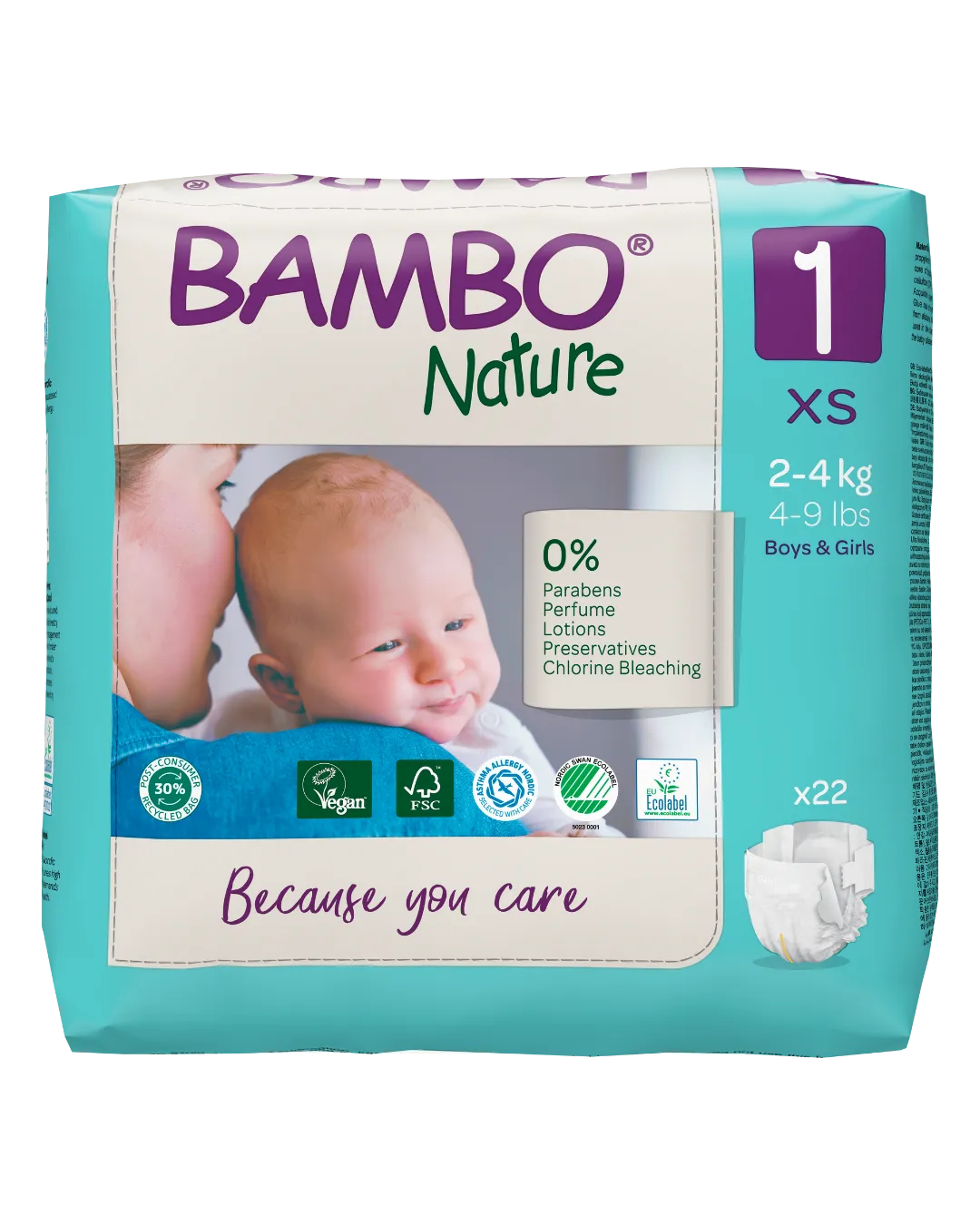 Bambo Nature Eco Nappies - Size 1 (4-9lb/2-4kg)