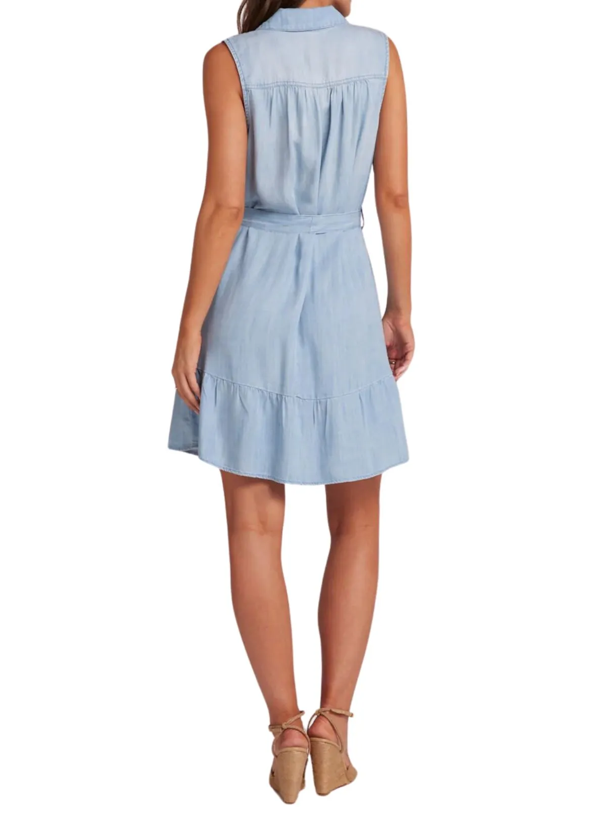 Bella Dahl Gathered Ruffle Dress in Caribbean Wash