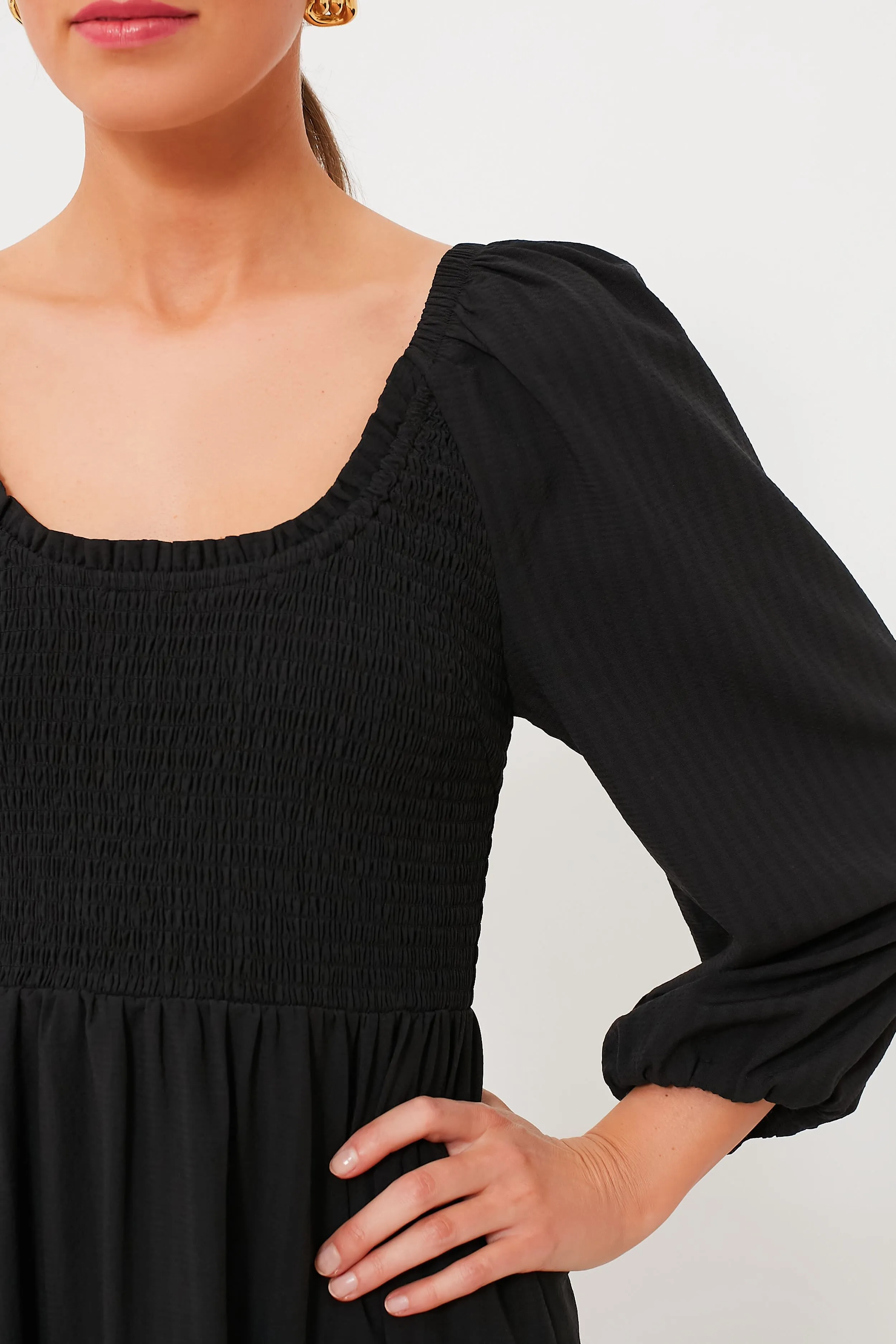 Black Seersucker Aleah Dress