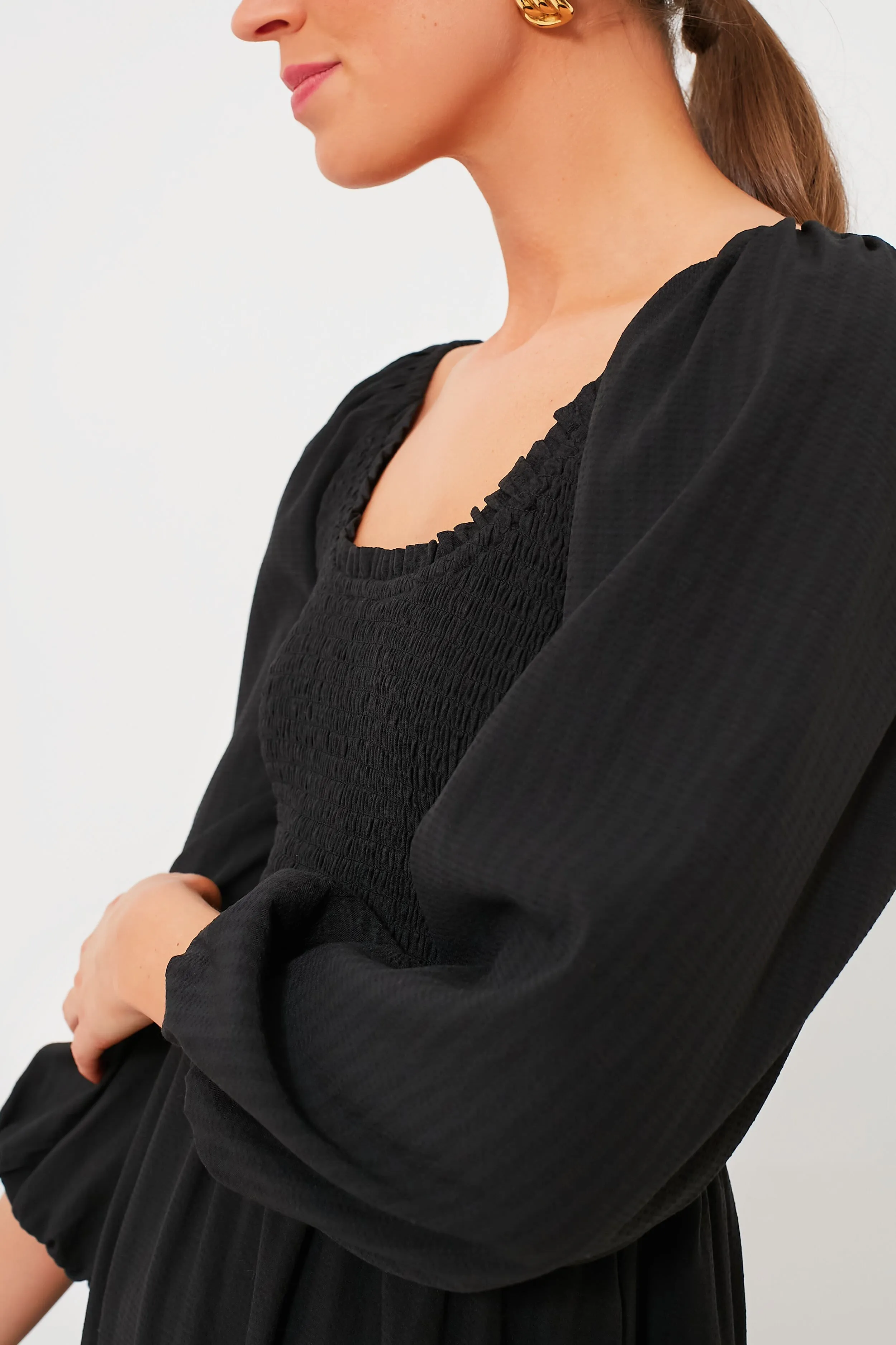 Black Seersucker Aleah Dress