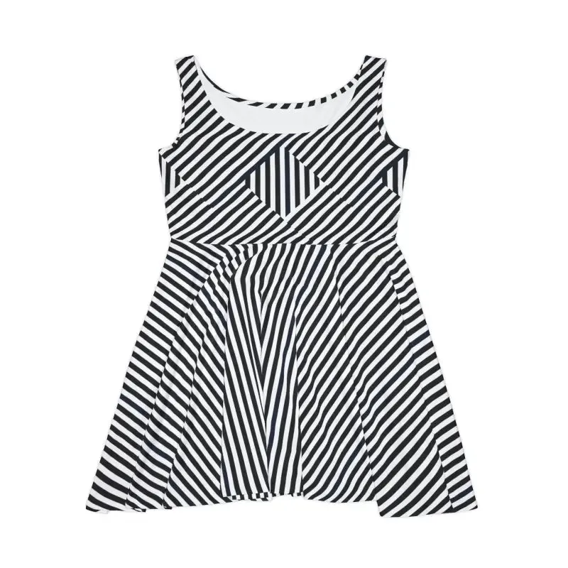 Black Striped Skater Dress Bold and Chic Style