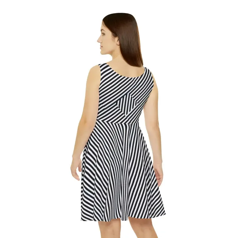 Black Striped Skater Dress Bold and Chic Style