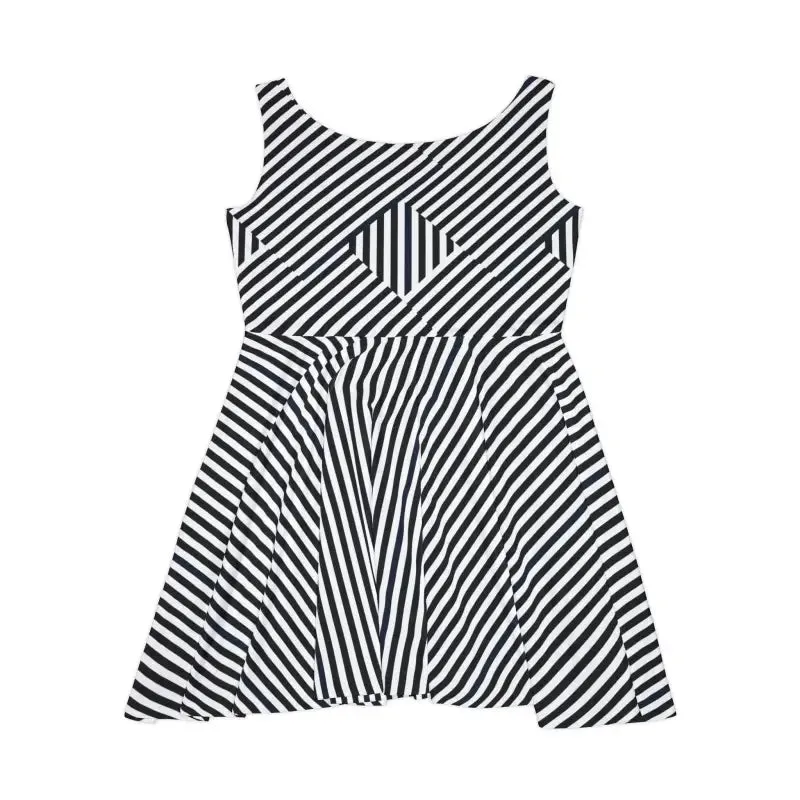 Black Striped Skater Dress Bold and Chic Style