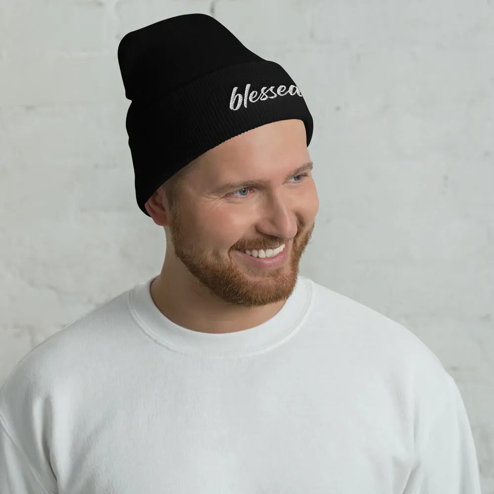 Blessed Cuffed Beanie Hats Caps - Unisex Style - Women's Men's Embroidered Christian Cap Hat