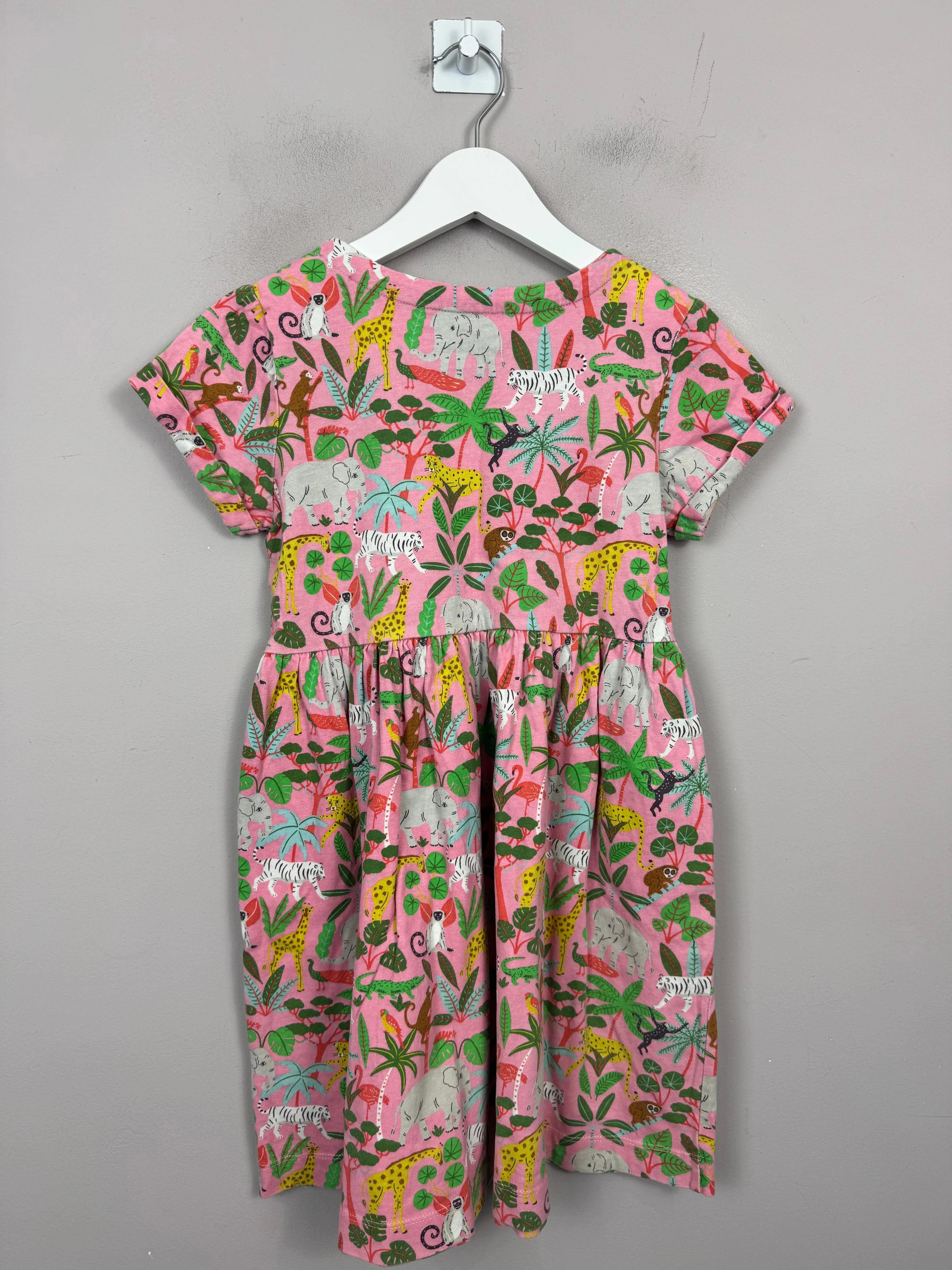Boden Pink Jungle Animals Jersey Dress 8-9y