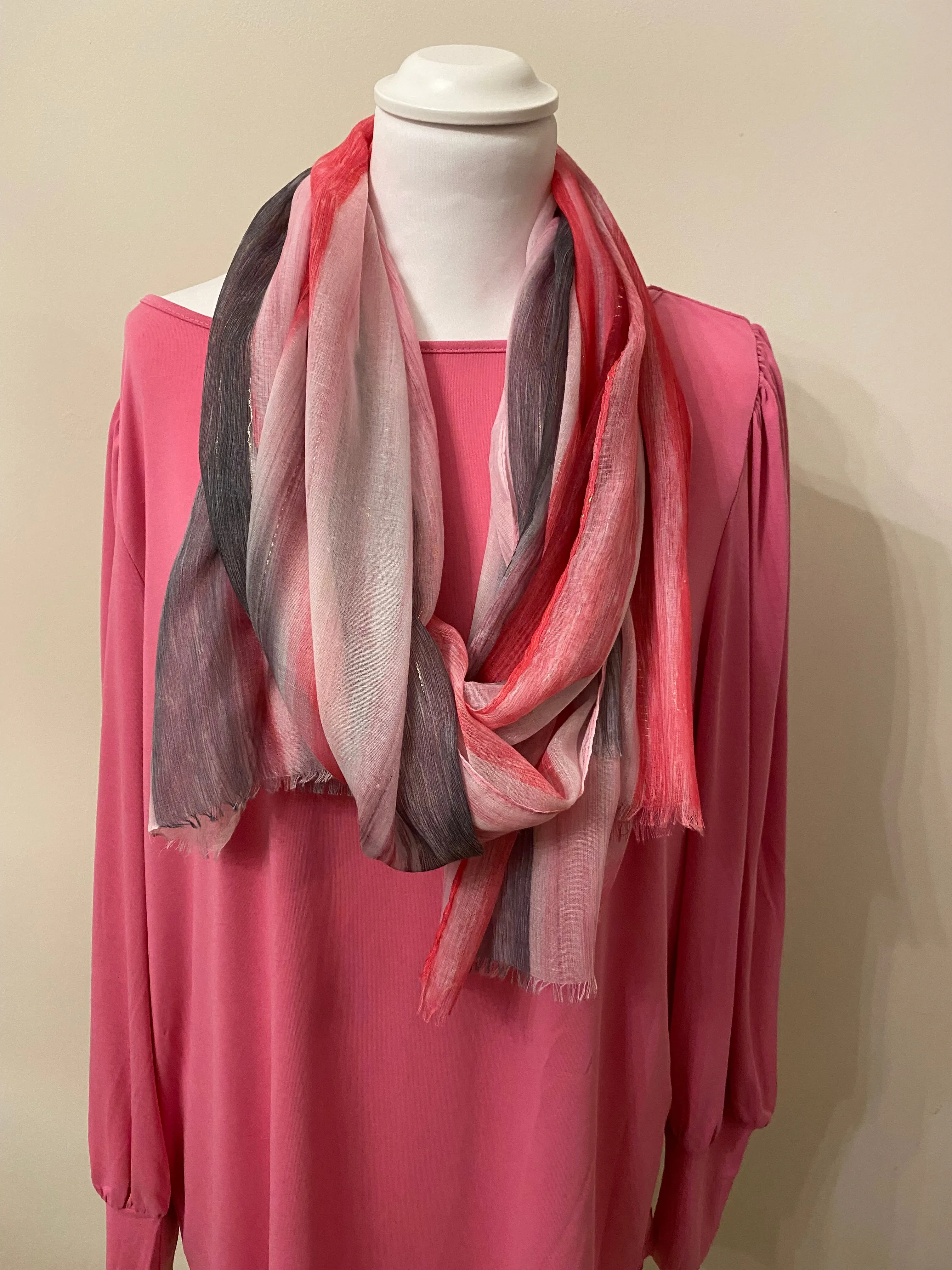 Bright pink printed scarf