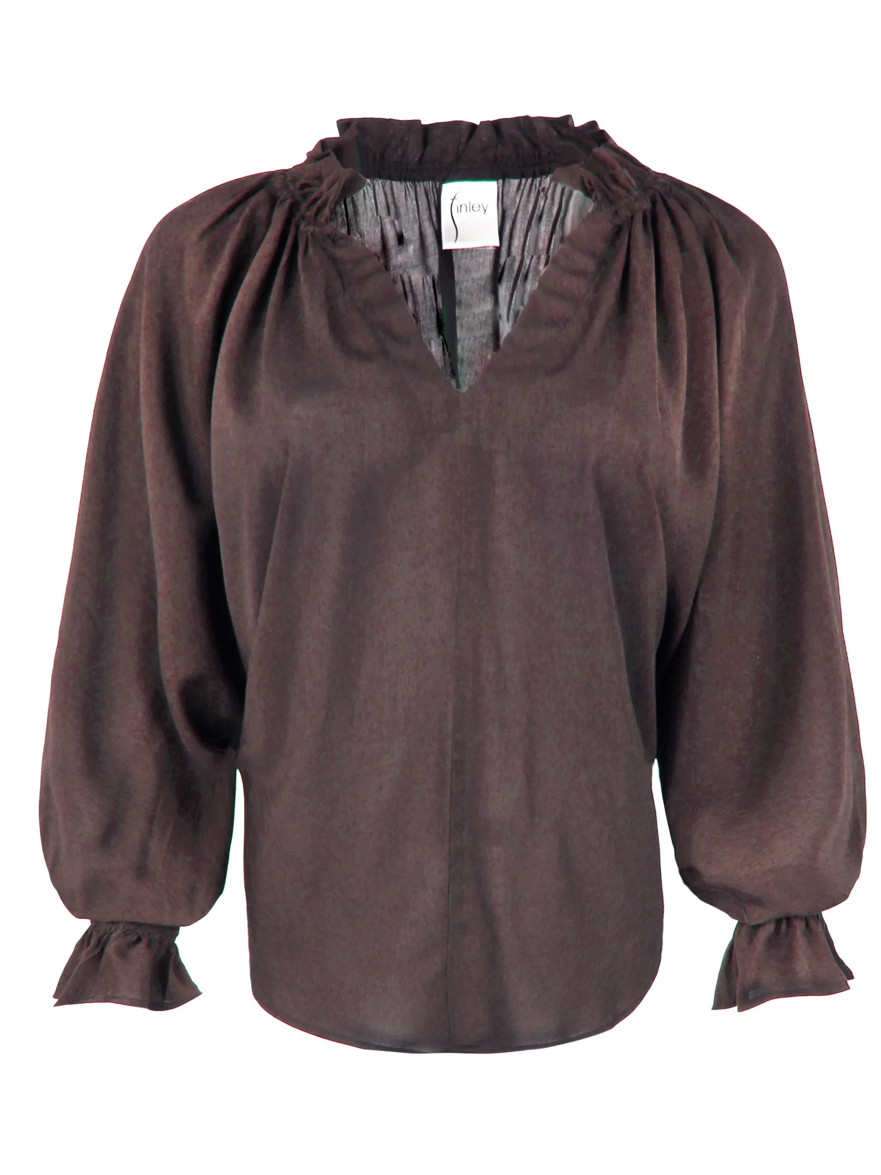 Candace Viscose Voile Popover Top Espresso Brown