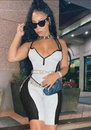 Chic Ribbed Sleeveless Contrast Jumpsuit for Effortless Style