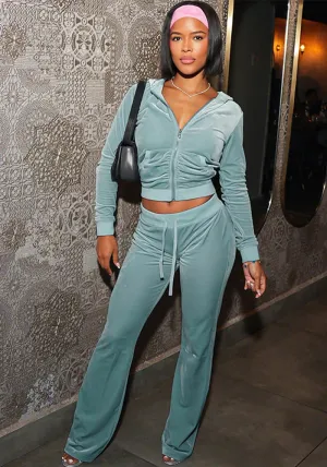 Chic Slim-Fit Hooded Jacket and Bell-Bottom Pants Set