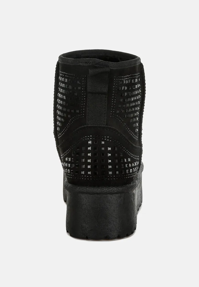 Chunky Rhinestones Ankle Boots By RAG