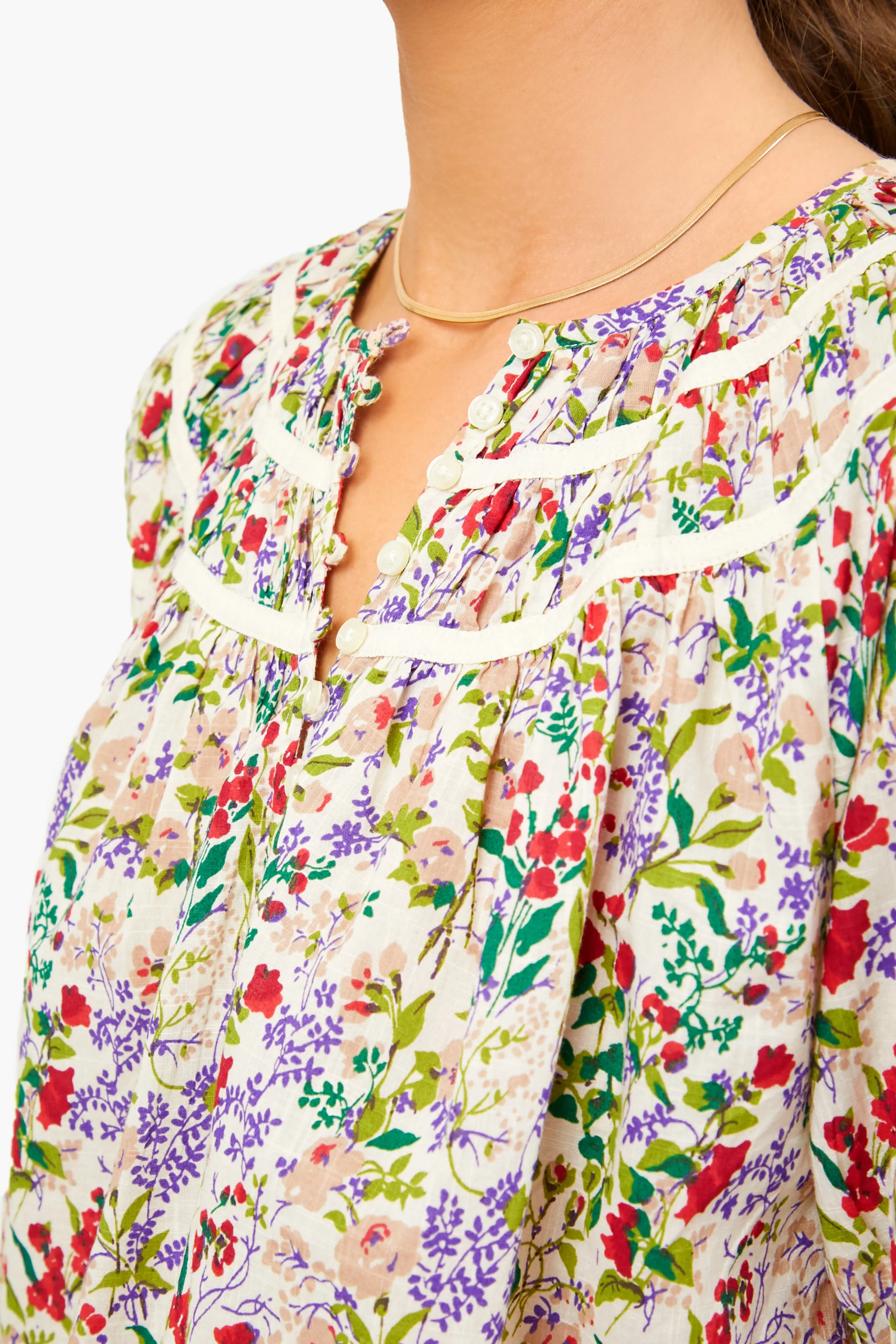 Cream Fresh Water Floral Storyteller Top