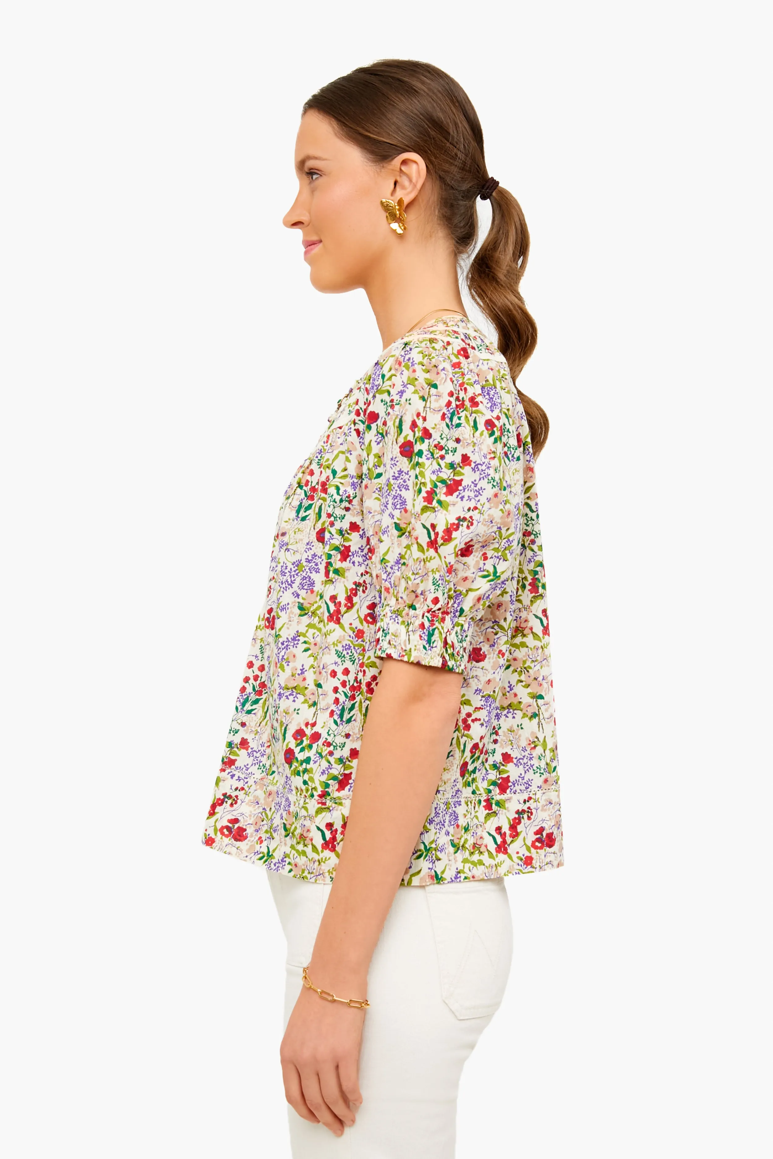 Cream Fresh Water Floral Storyteller Top