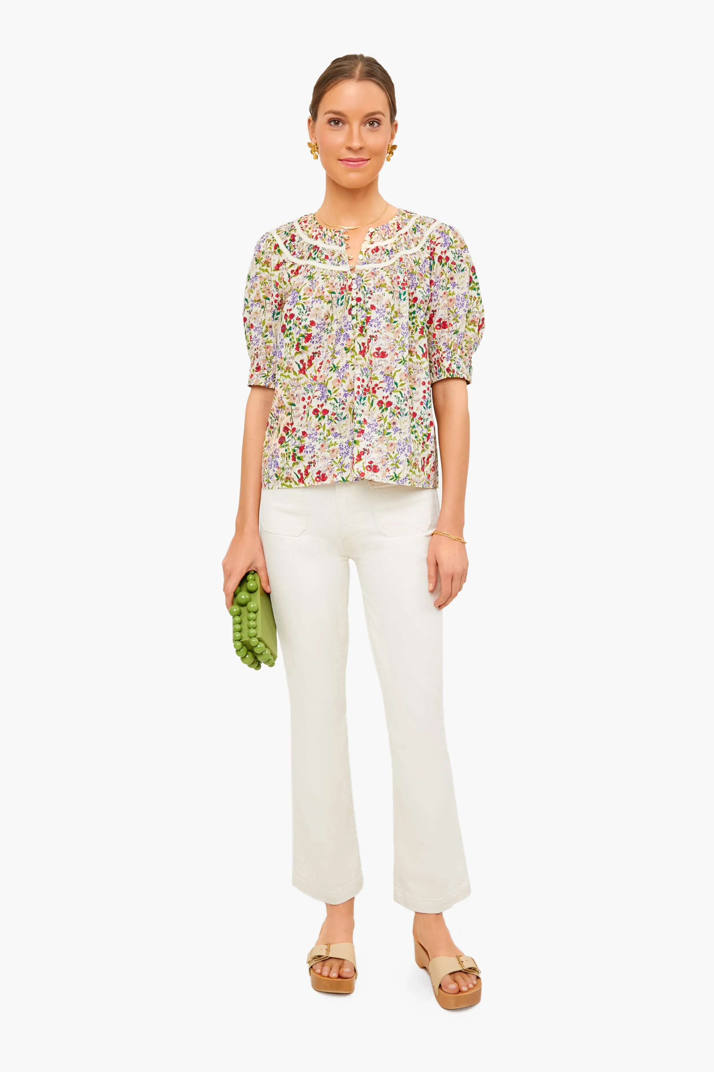 Cream Fresh Water Floral Storyteller Top
