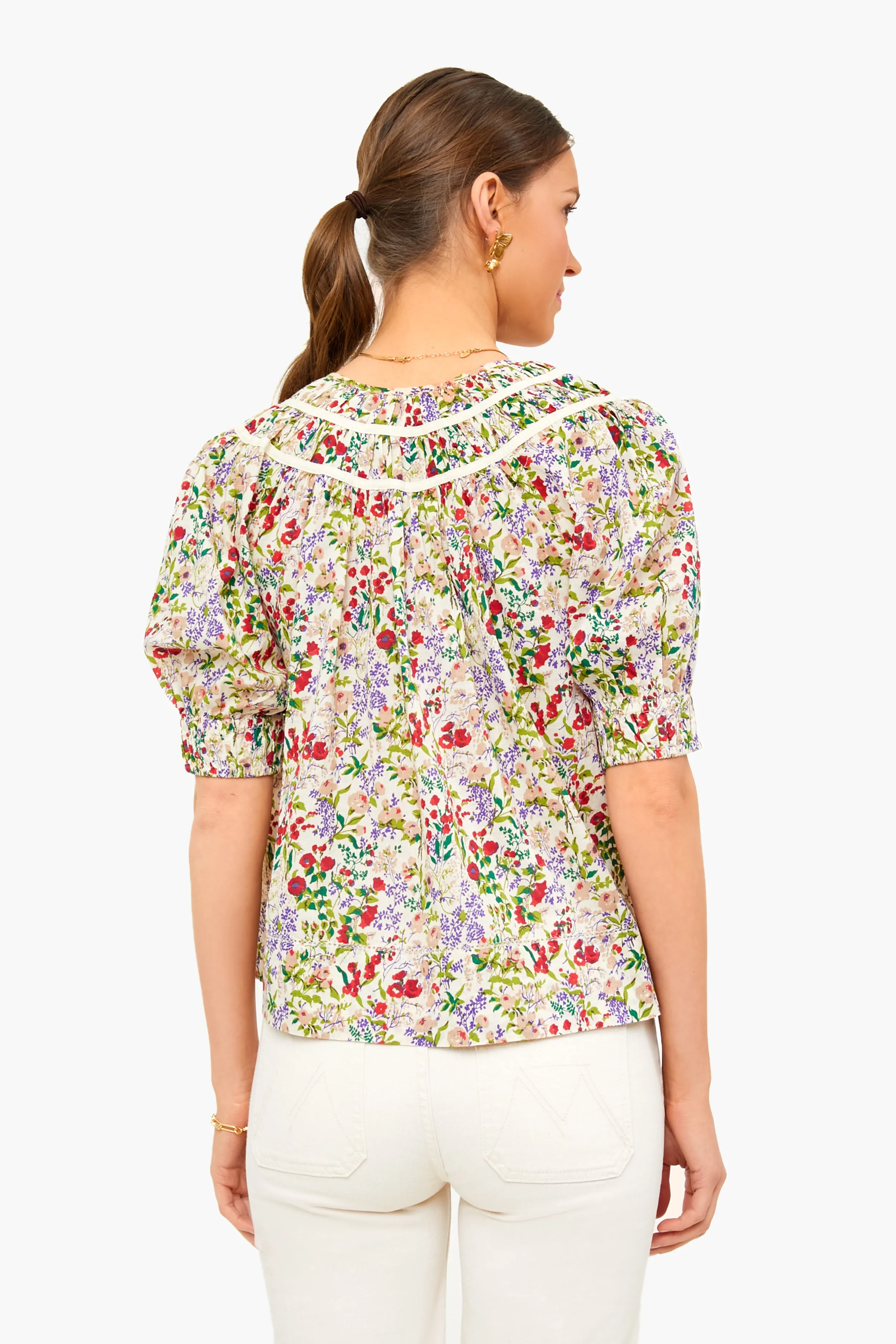 Cream Fresh Water Floral Storyteller Top