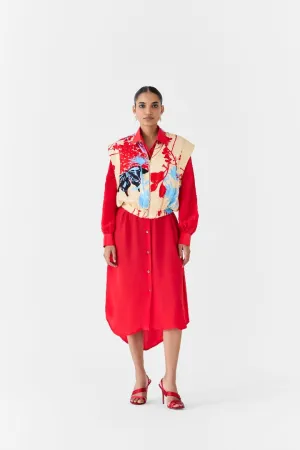 Cream Ikigai Bolero with Shirt Dress