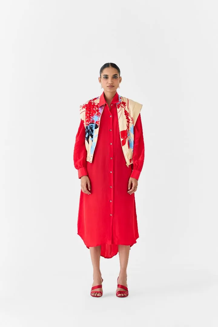Cream Ikigai Bolero with Shirt Dress