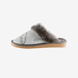 Denver Broncos Womens Glitter Open Back Fur Moccasin Slipper