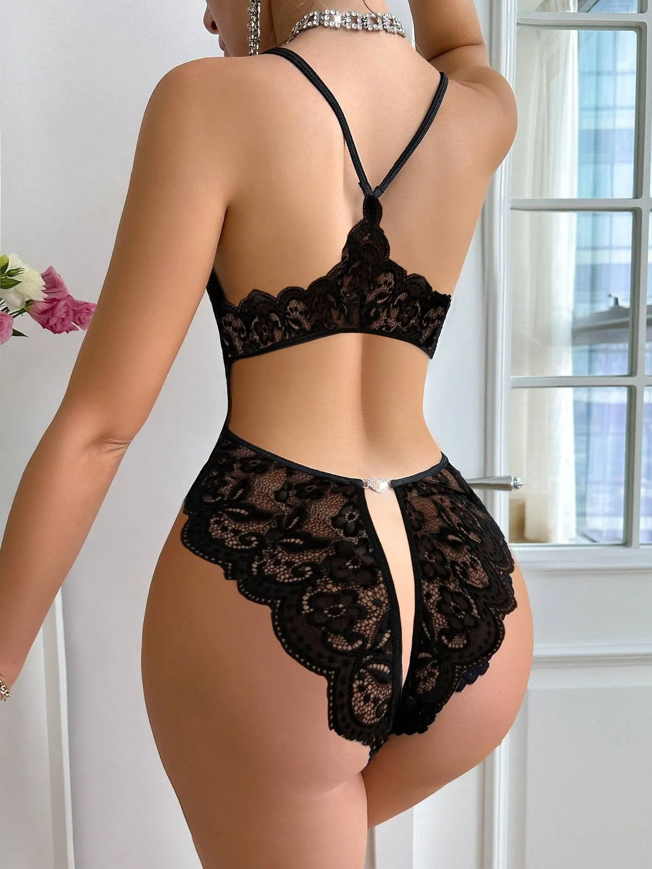 Elegant  Lace Sleeveless Bodysuit Sexy Lingerie for Sultry Sophistication
