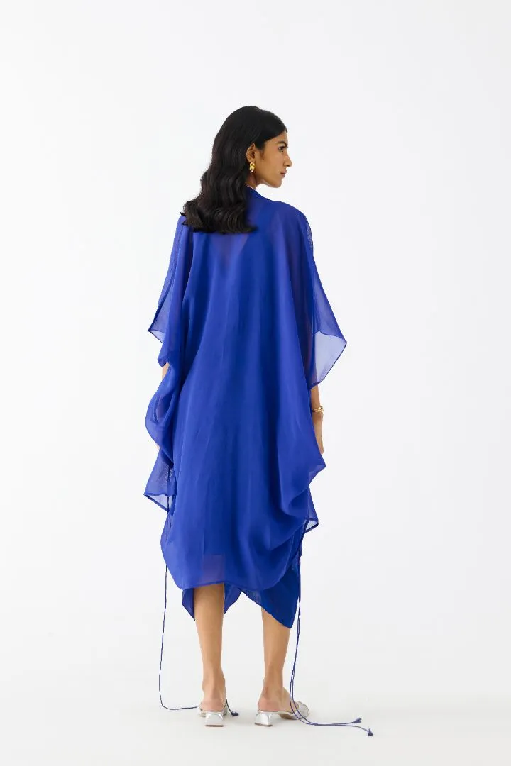 Emerald Midi Dress with Organza Cape