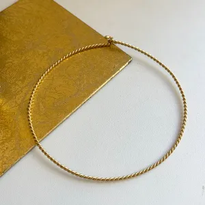 Estate 14KT Yellow Gold Twisted Tube Round Collar Necklace