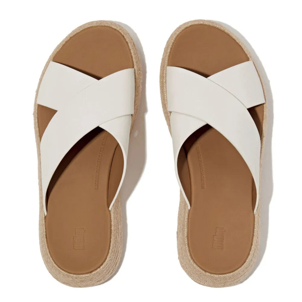 FitFlop F-Mode Espadrille Leather Flatform Sandals - Urban White