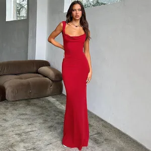 Glamorous Backless Bodycon Maxi Dress with Bow Accent