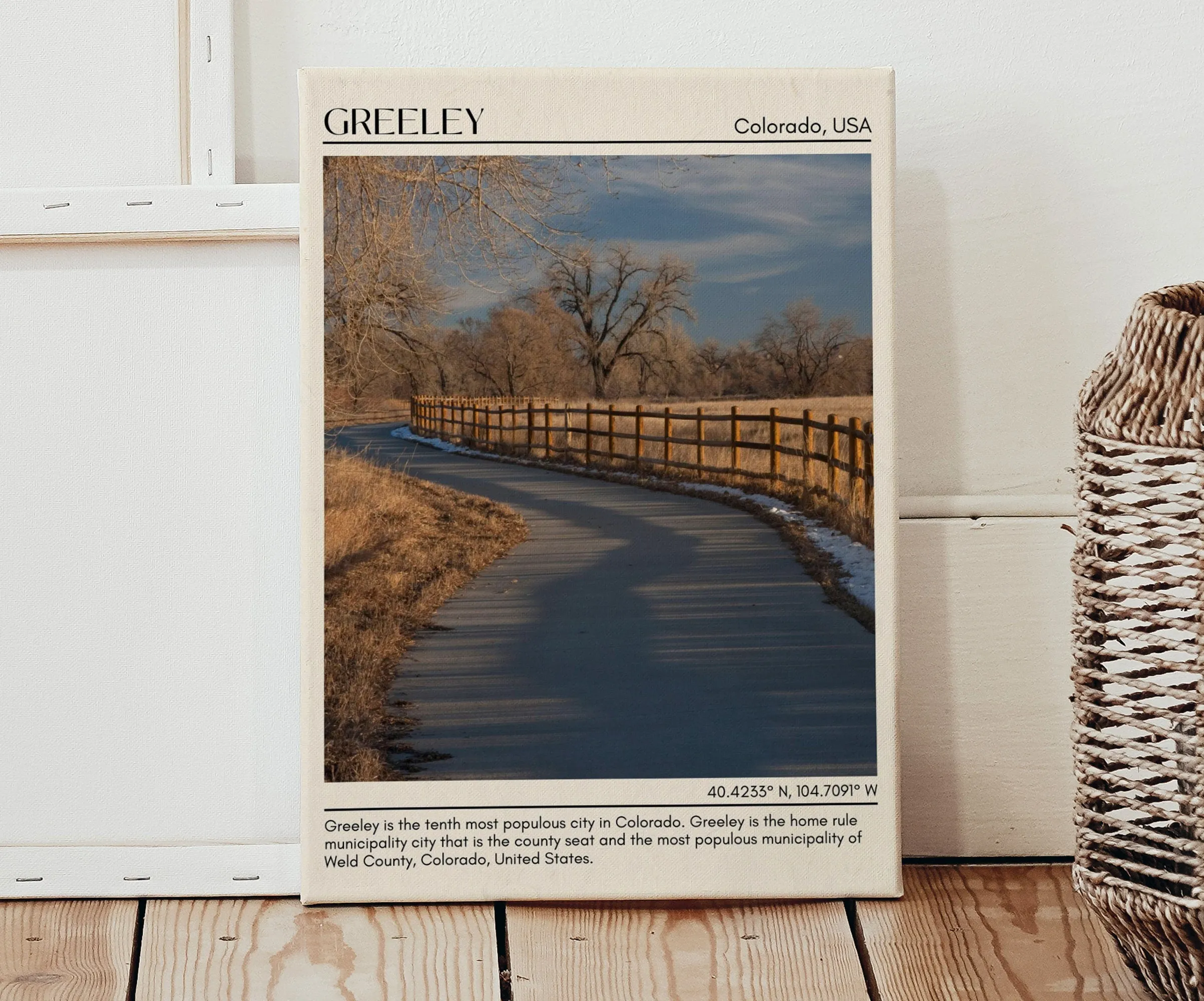 Greeley Minimal Wall Art, Colorado, USA