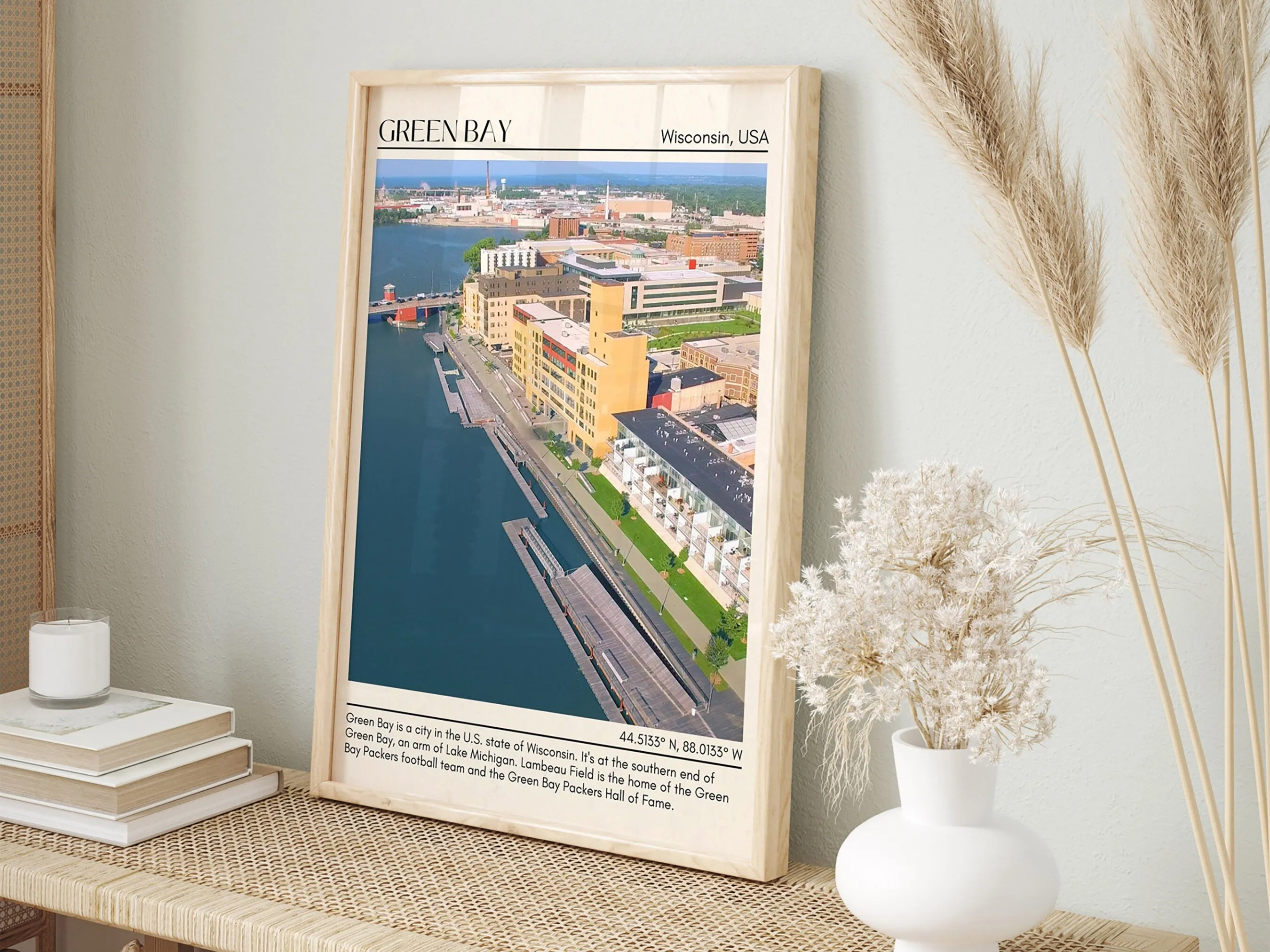 Green Bay Minimal Wall Art, Wisconsin, USA