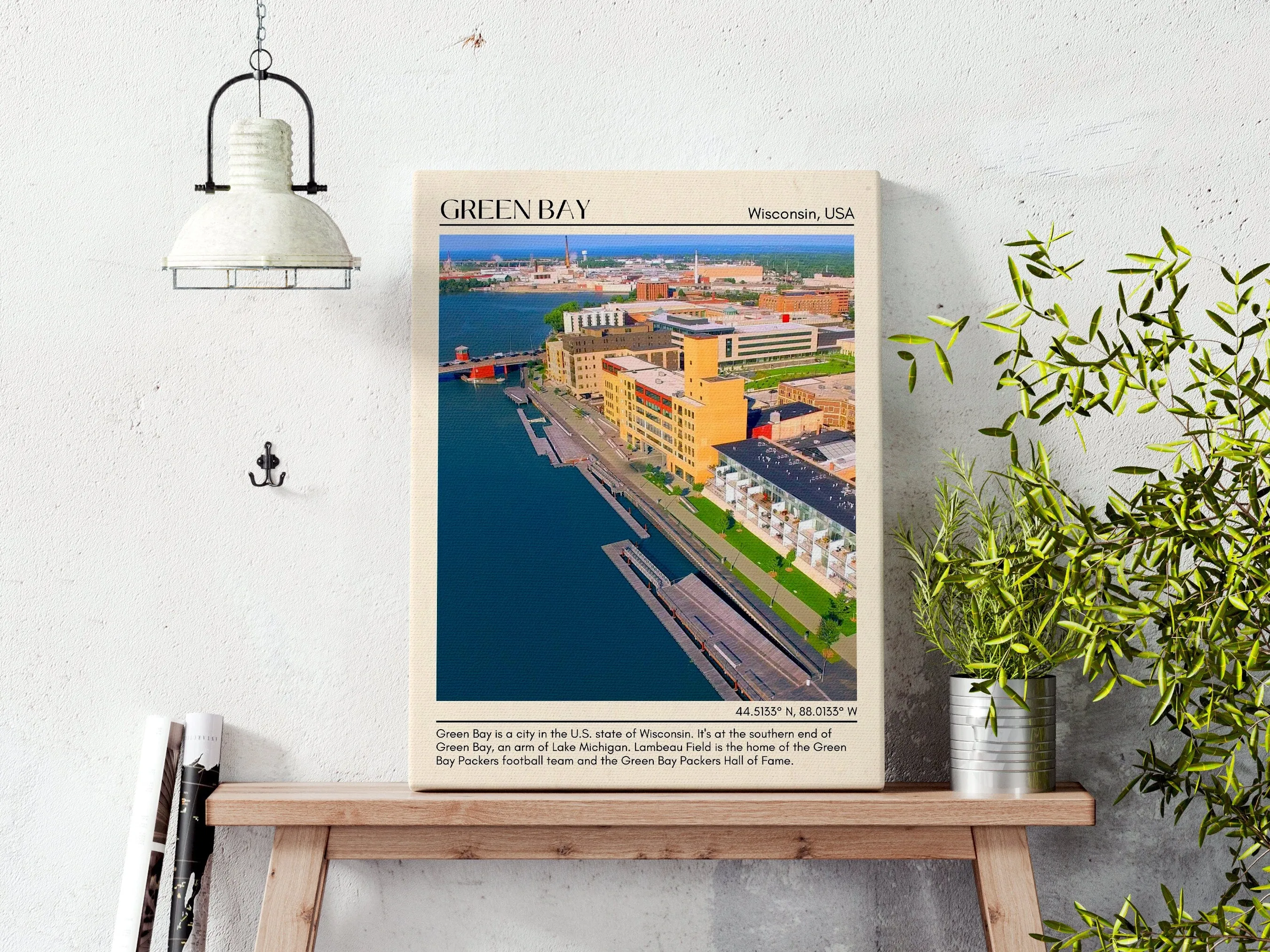 Green Bay Minimal Wall Art, Wisconsin, USA
