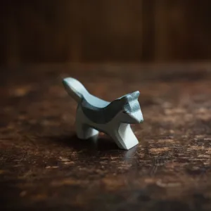 Handcrafted Wooden Baby Wolf Running