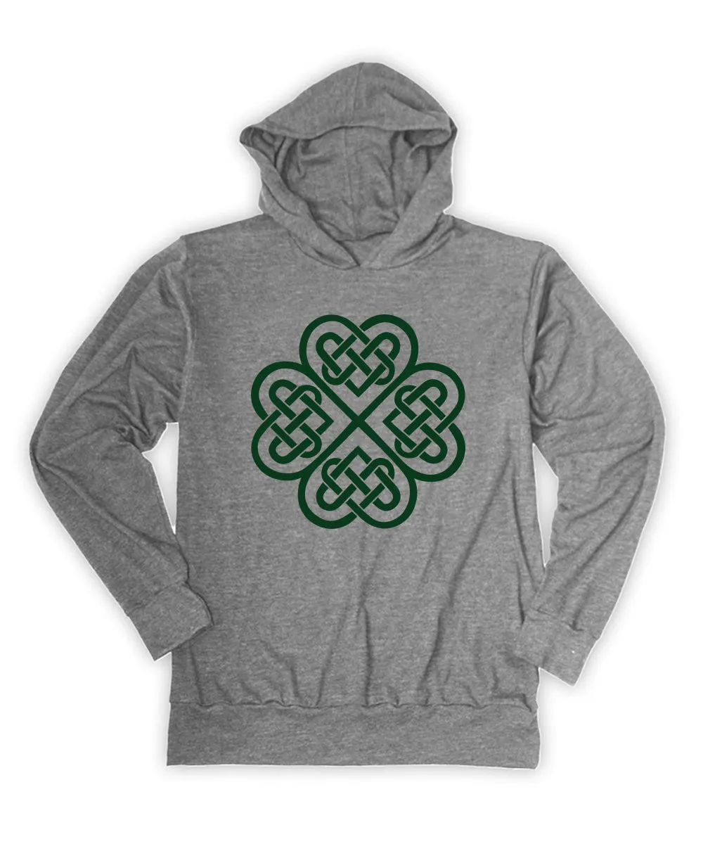Heather Gray Celtic Clover Lightweight Hoodie