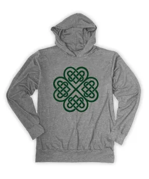 Heather Gray Celtic Clover Lightweight Hoodie