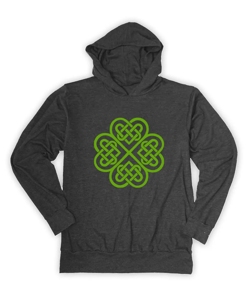 Heather Gray Celtic Clover Lightweight Hoodie