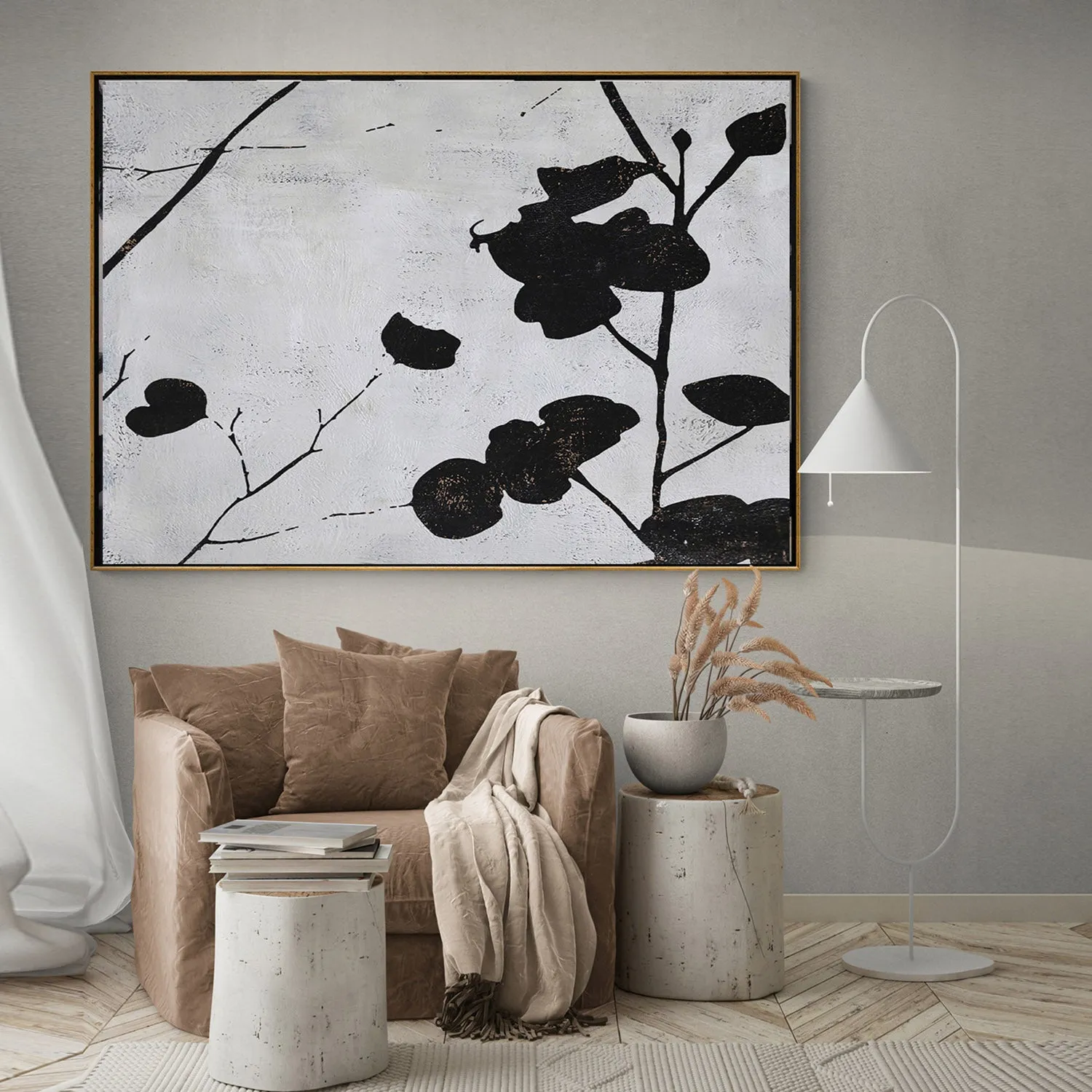 Horizontal Abstract Flower Painting H155H