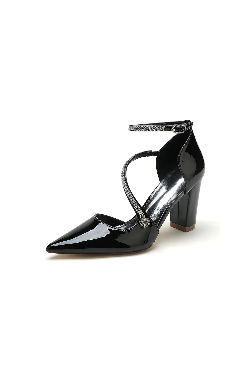 Ivory Chunky Heels with Silver Chain Detailing