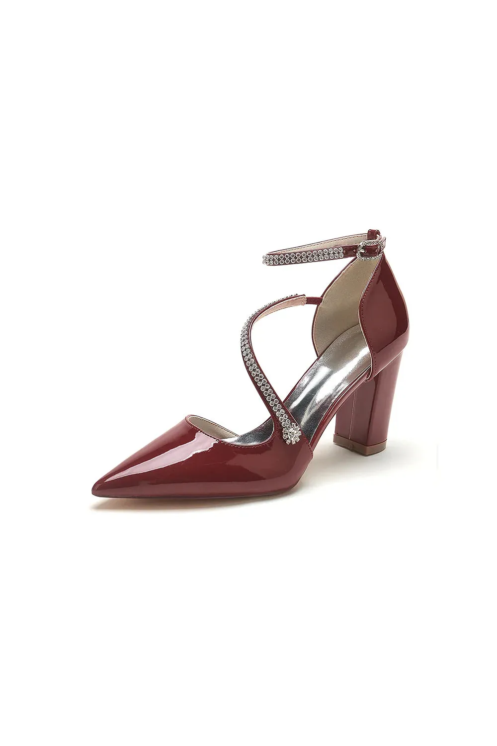 Ivory Chunky Heels with Silver Chain Detailing