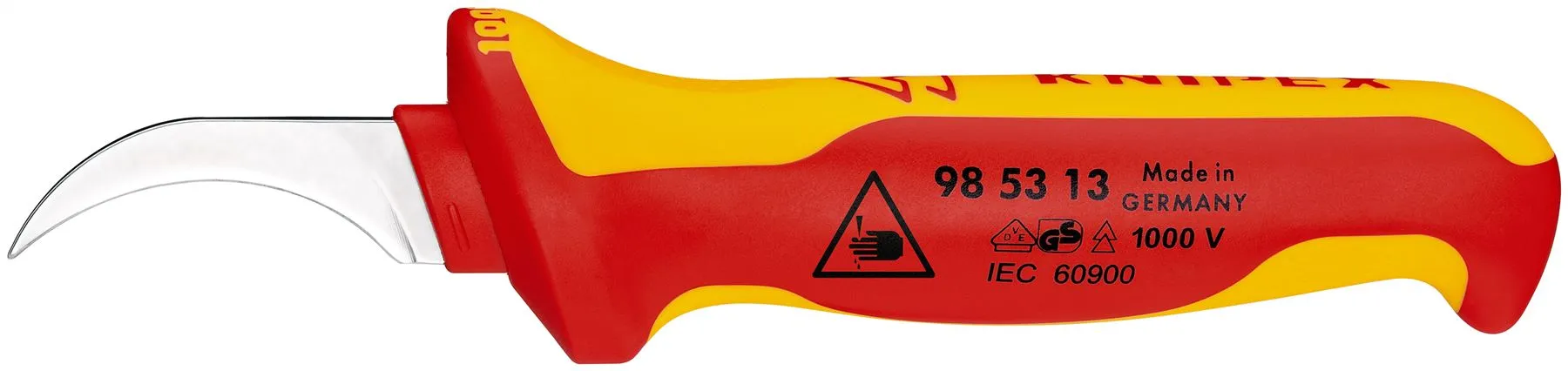 KNIPEX Stripping Knife Hook Blade 190mm VDE Insulated Multi Component Handle 50mm Blade Length 98 53 13