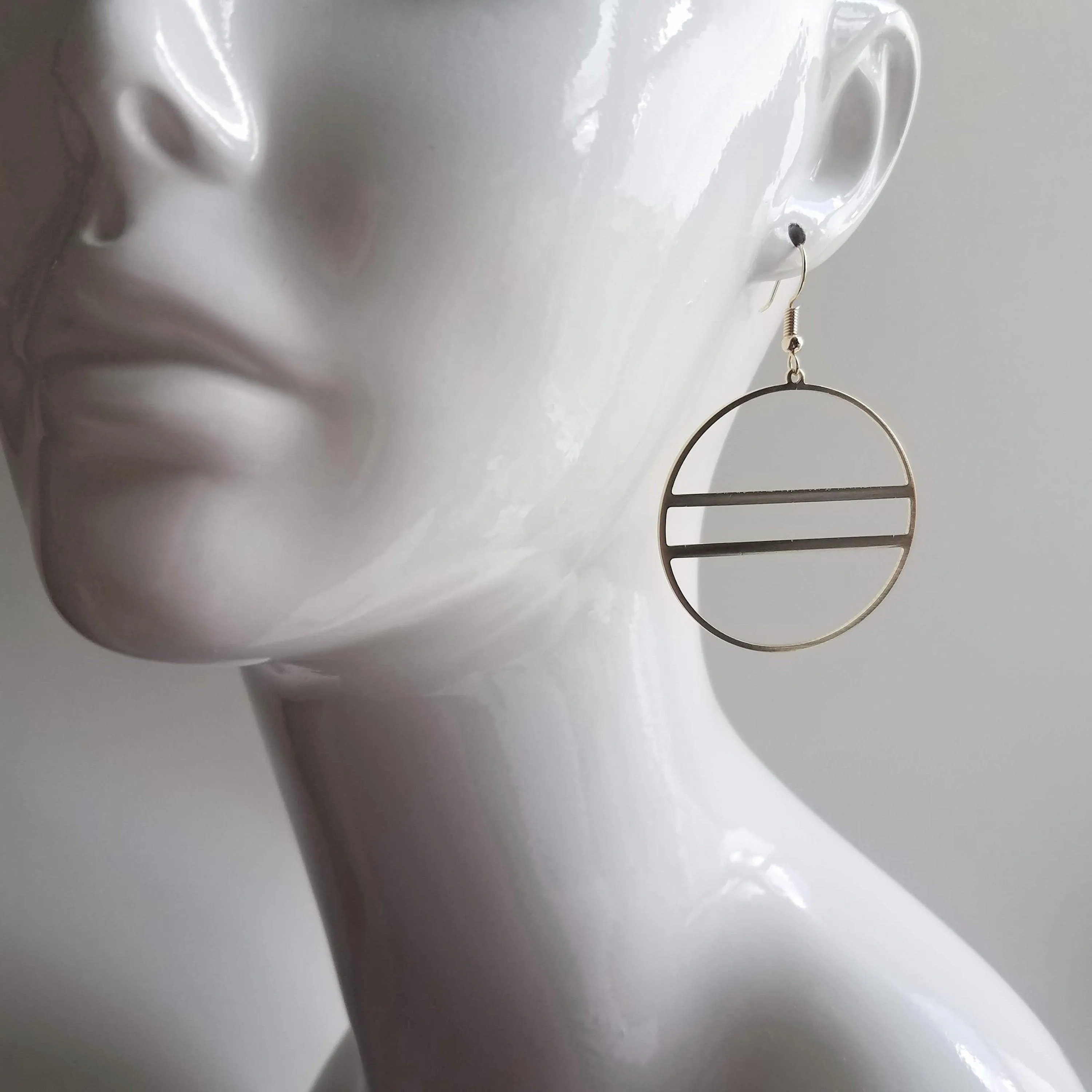 Large Rose Gold Circle Earrings, 2.25 inch hoop earring, big open circle, double lines circle, large lightweight earring, big round earring