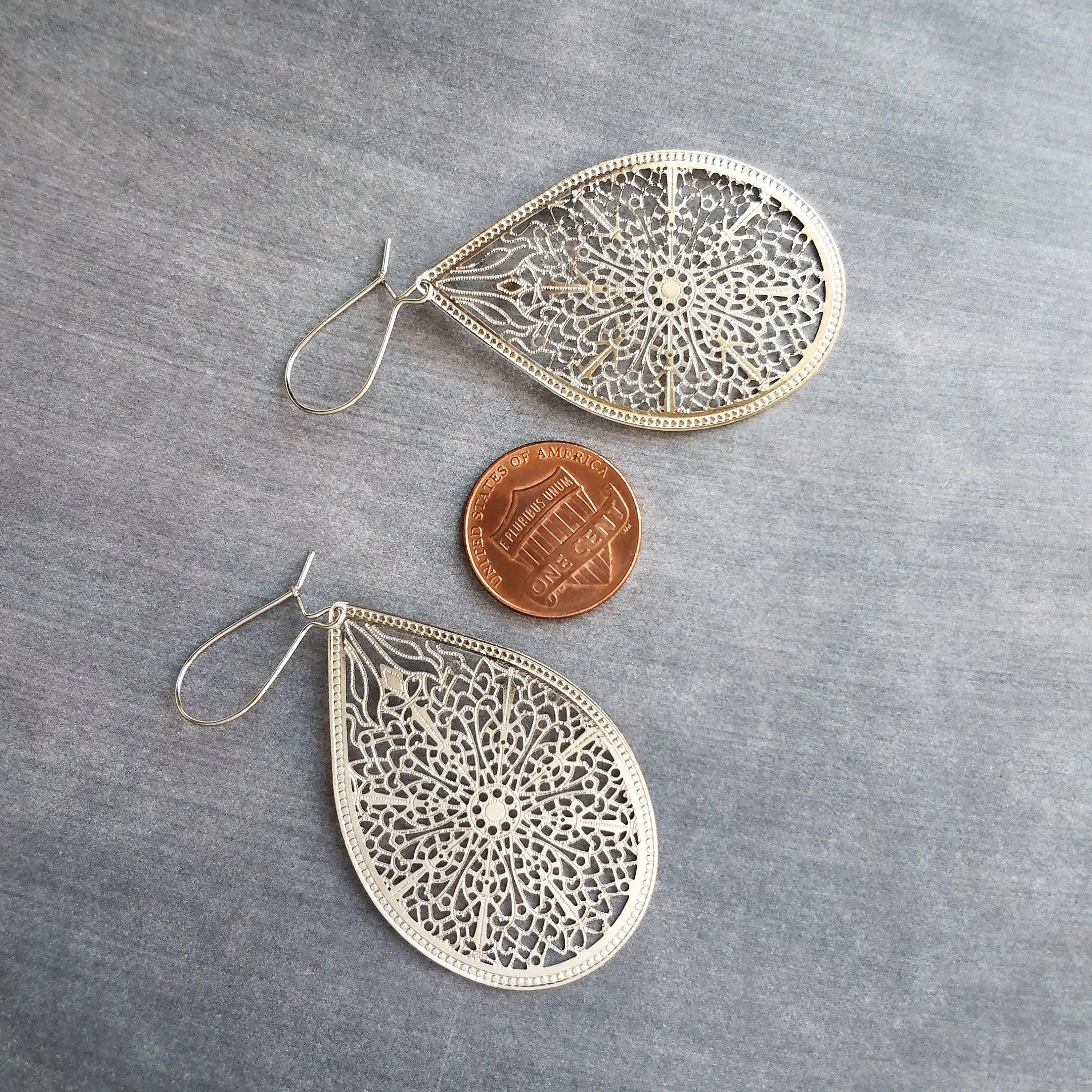 Large Silver Teardrop Earrings, silver filigree earring, statement earrings, large drop earring, cut out earring, big lightweight earrings
